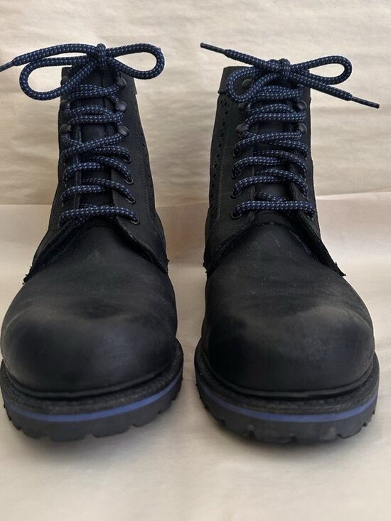 Allen Edmonds Sturgis Black Leather Boots Men 10.5 D USA Blue Accent Bike Combat main image 6